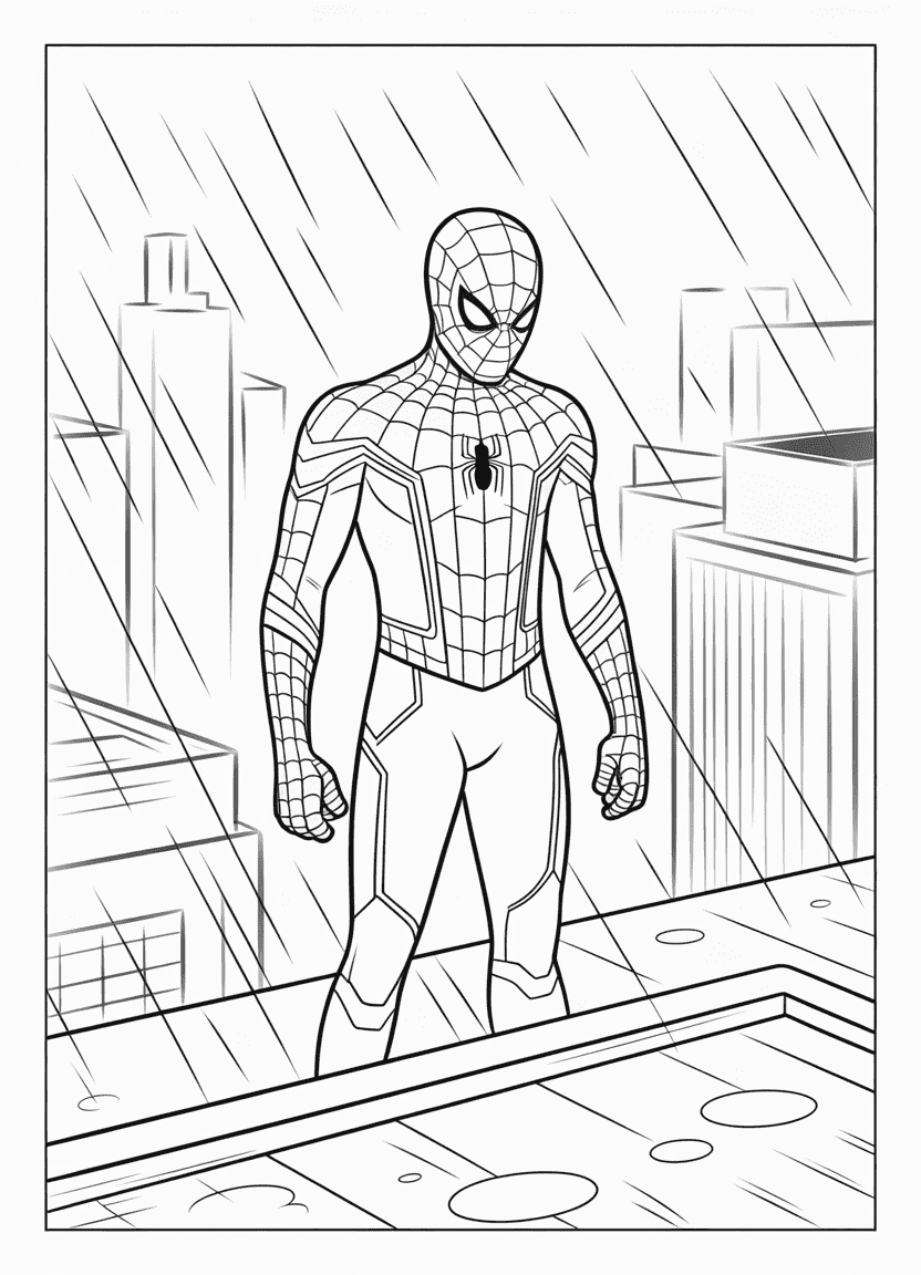 Andrew Garfield’s Spider-Man standing in the rain