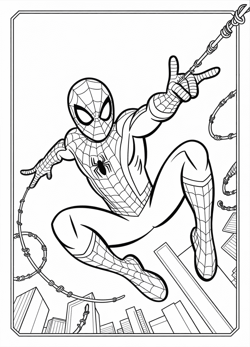 Close-up of Spider-Man shooting web directly at the viewer