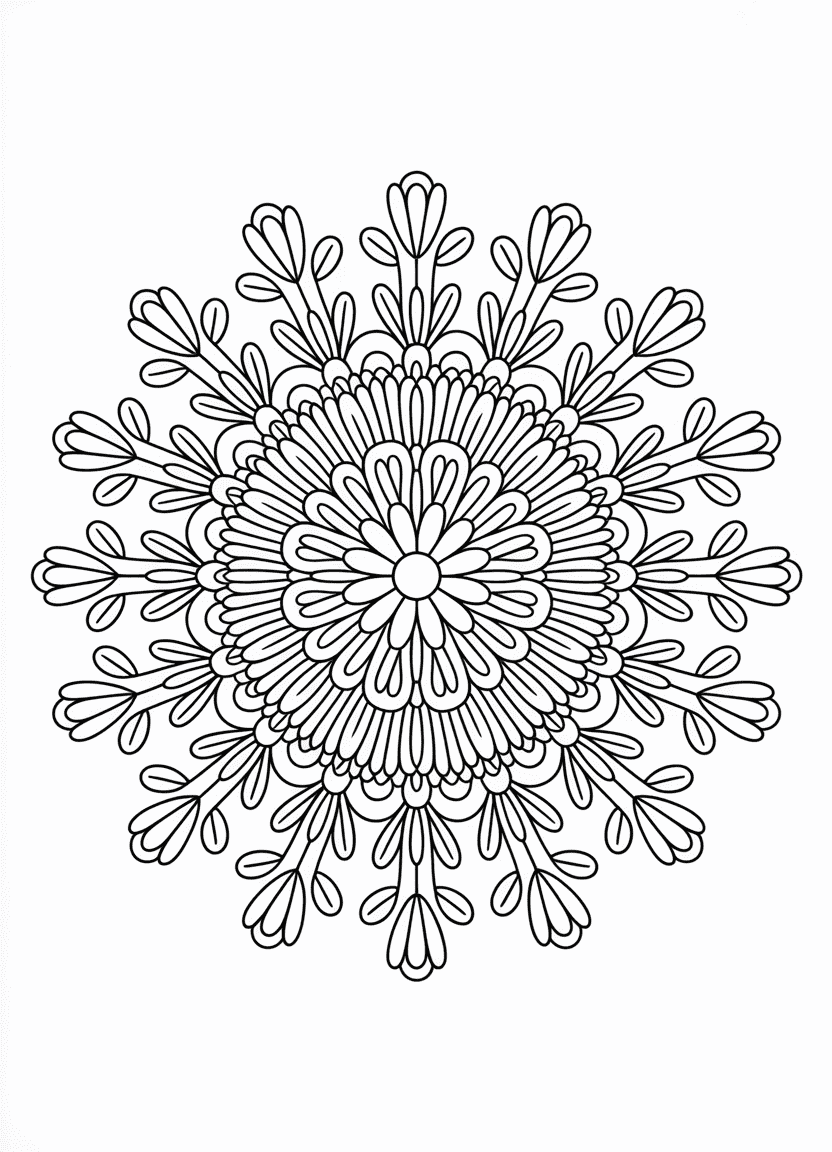 Daisy mandala coloring page with detailed floral patterns