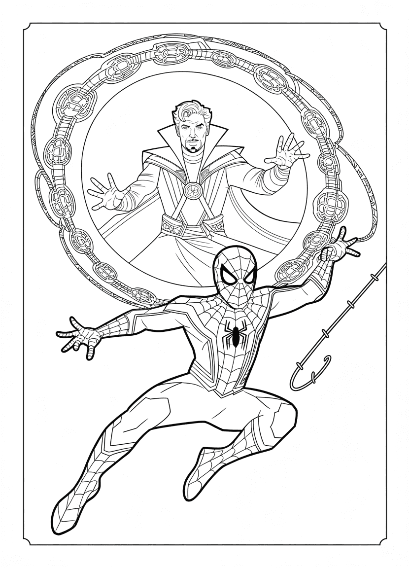 Doctor Strange casting portal with Spider-Man swinging through