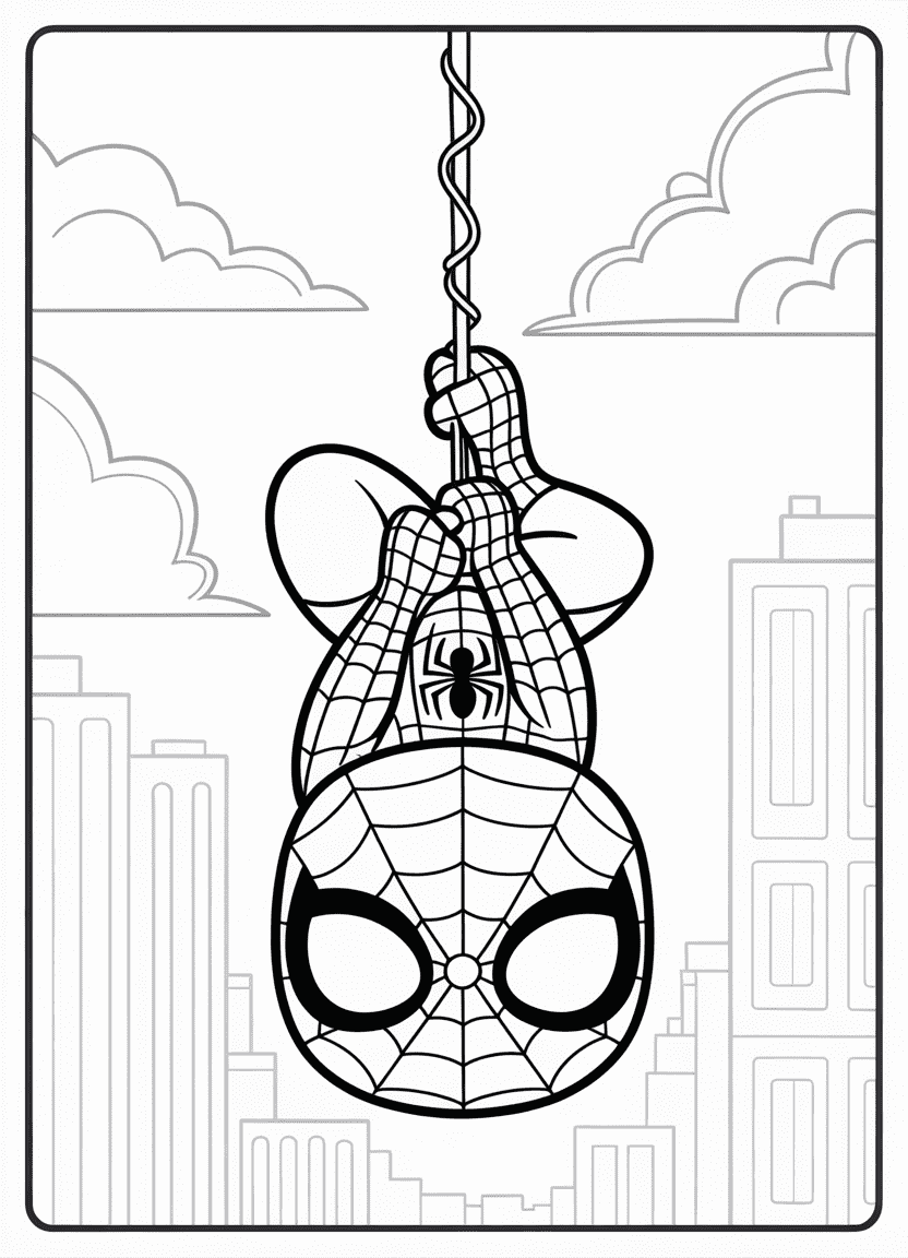 Funko Pop Spider-Man hanging upside down from web