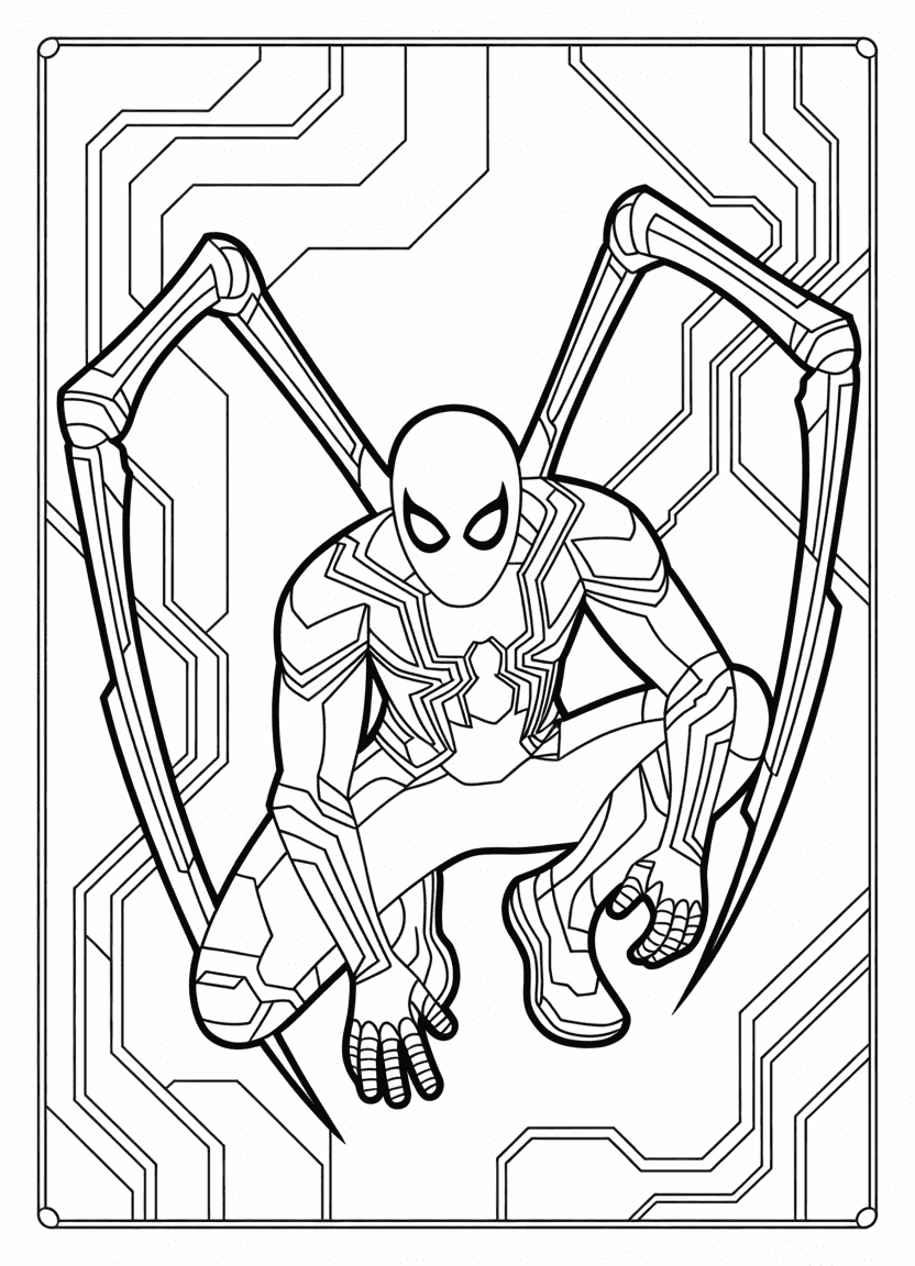 Iron Spider suit with tech arms extended