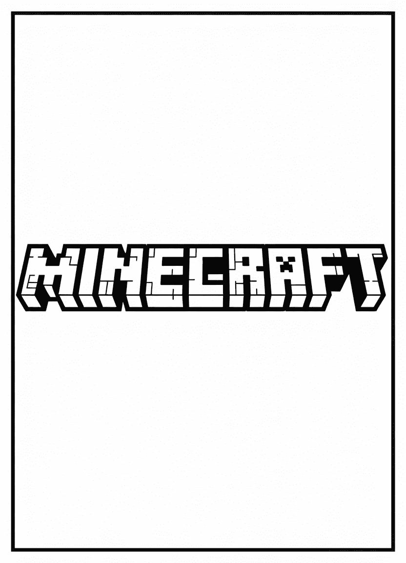 Minecraft 3D logo coloring page