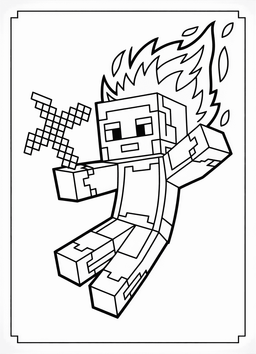 Minecraft Blaze floating coloring page