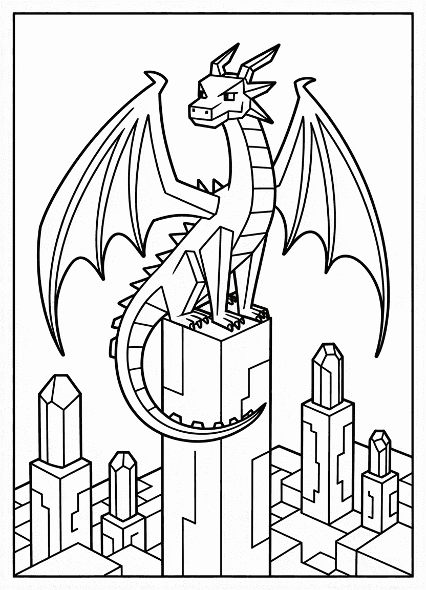 Minecraft Ender Dragon flying coloring page