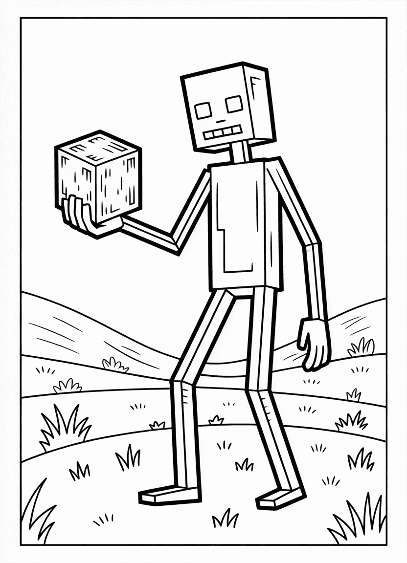 Minecraft Enderman holding a block coloring page