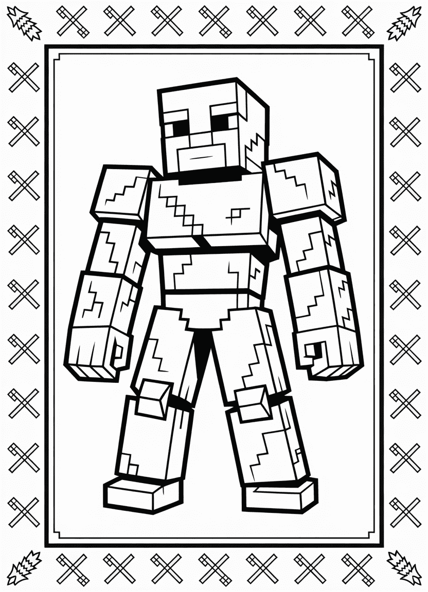 Minecraft Iron Golem standing coloring page