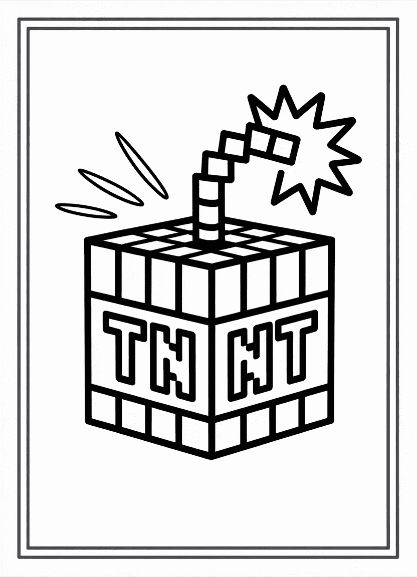 Minecraft TNT block coloring page