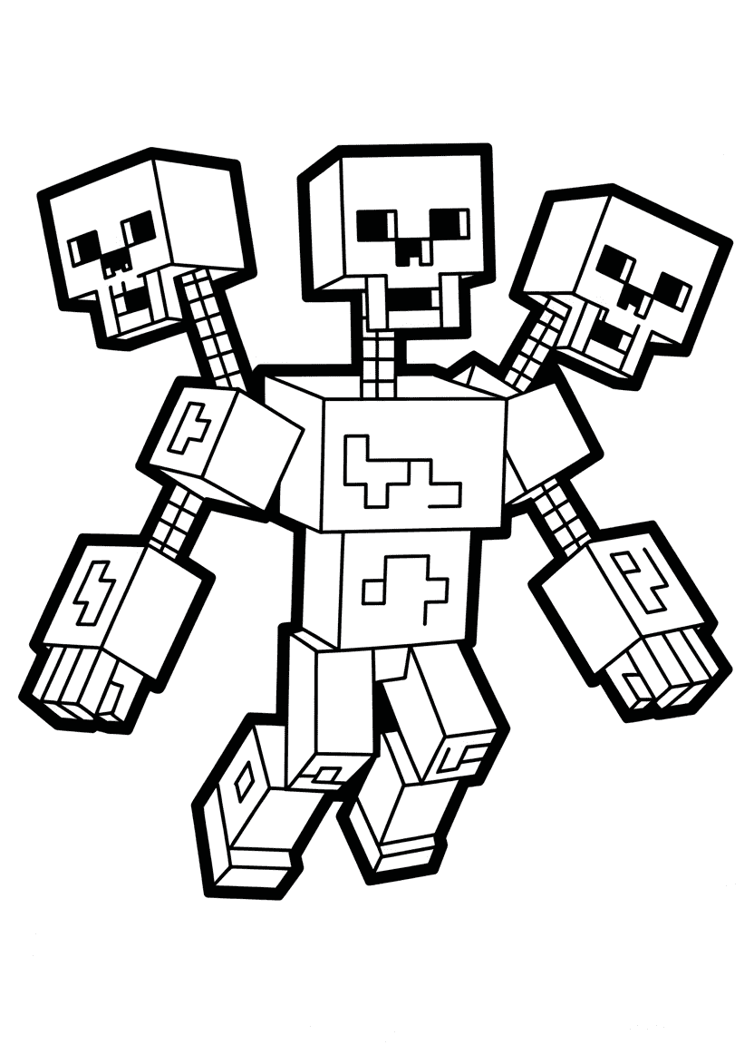 Minecraft Wither boss coloring page