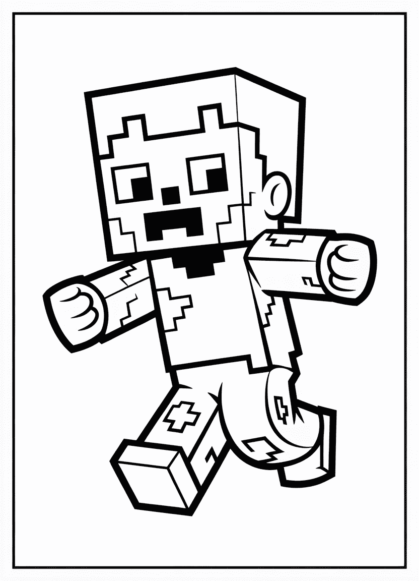 Minecraft baby zombie coloring page