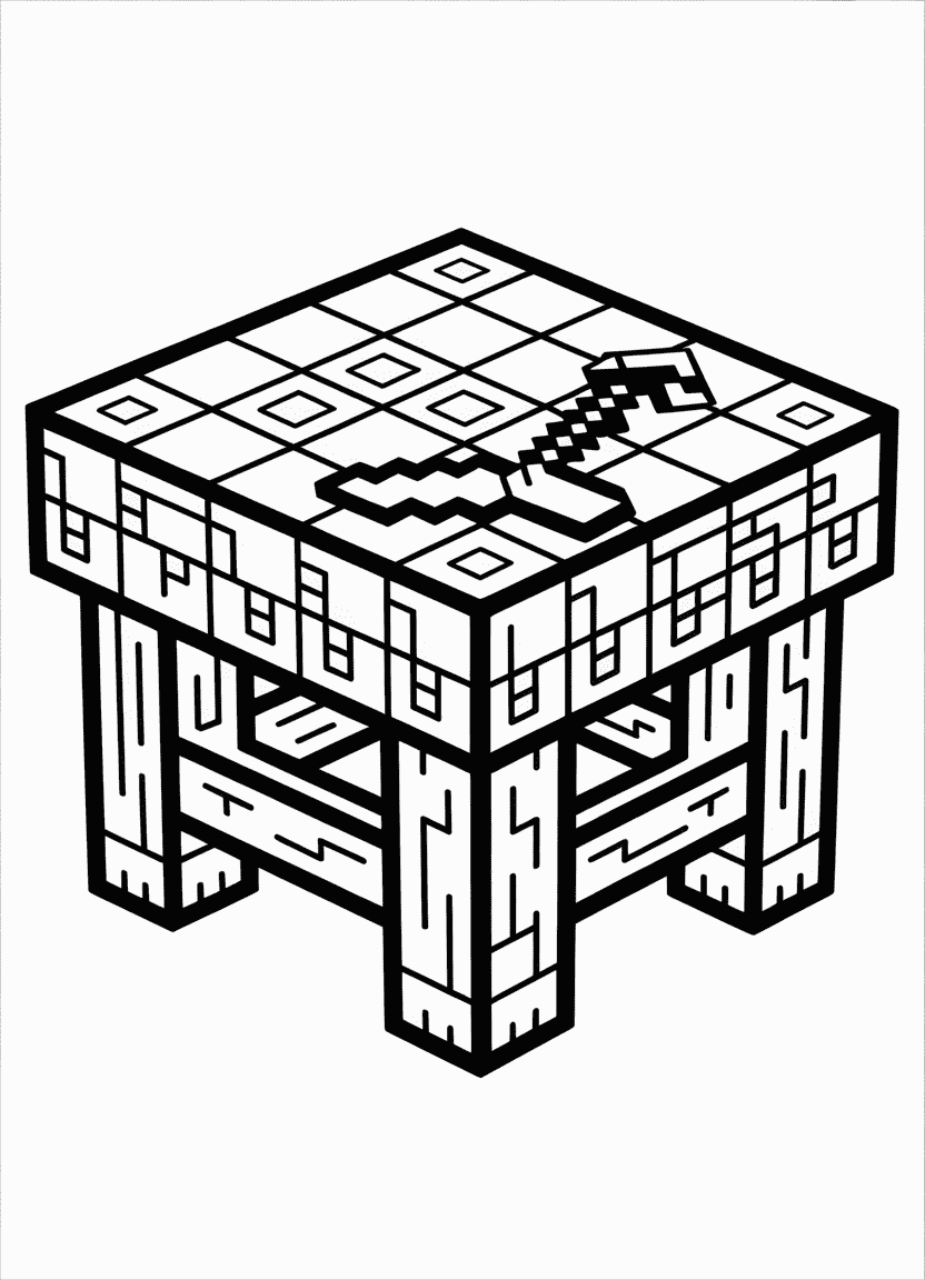 Minecraft crafting table coloring page