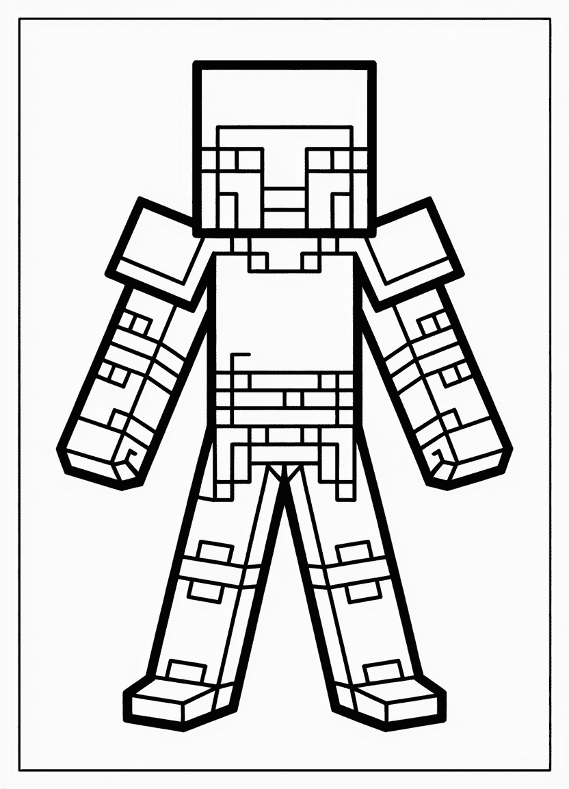 Minecraft diamond armor on stand coloring page