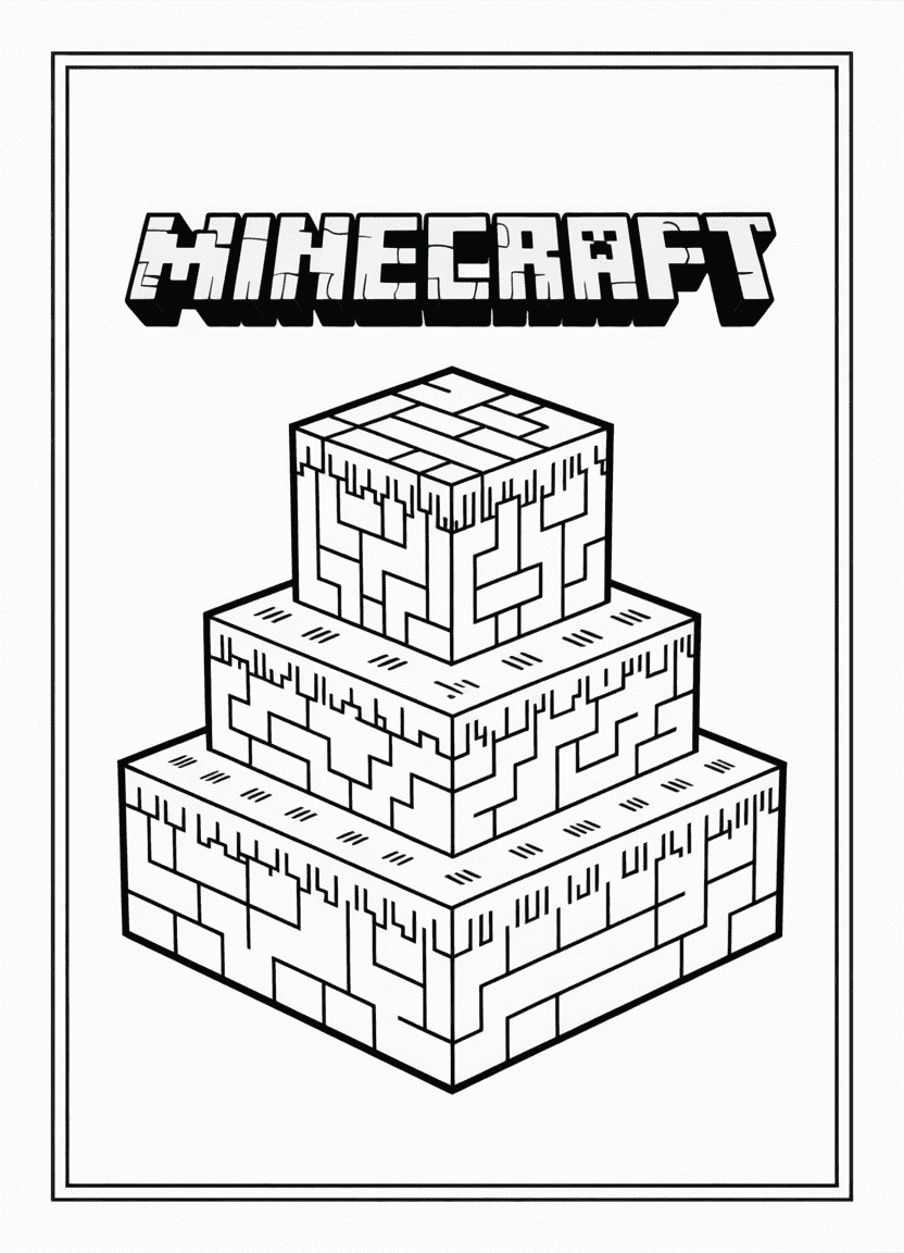 Minecraft logo with blocks coloring page