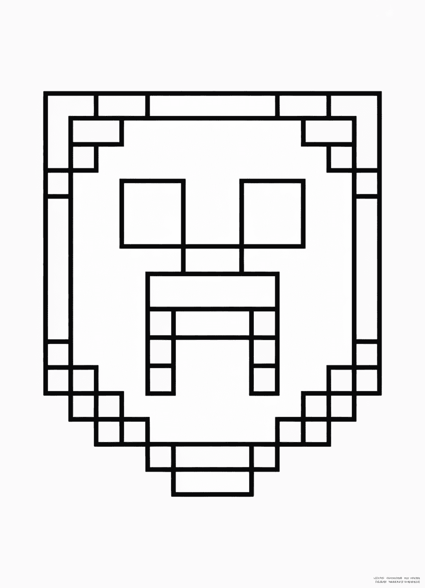 Minecraft shield with pattern coloring page
