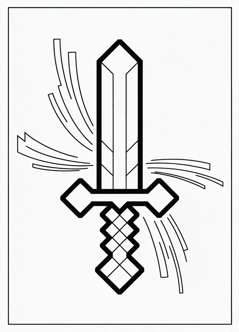 Minecraft sword with aura coloring page