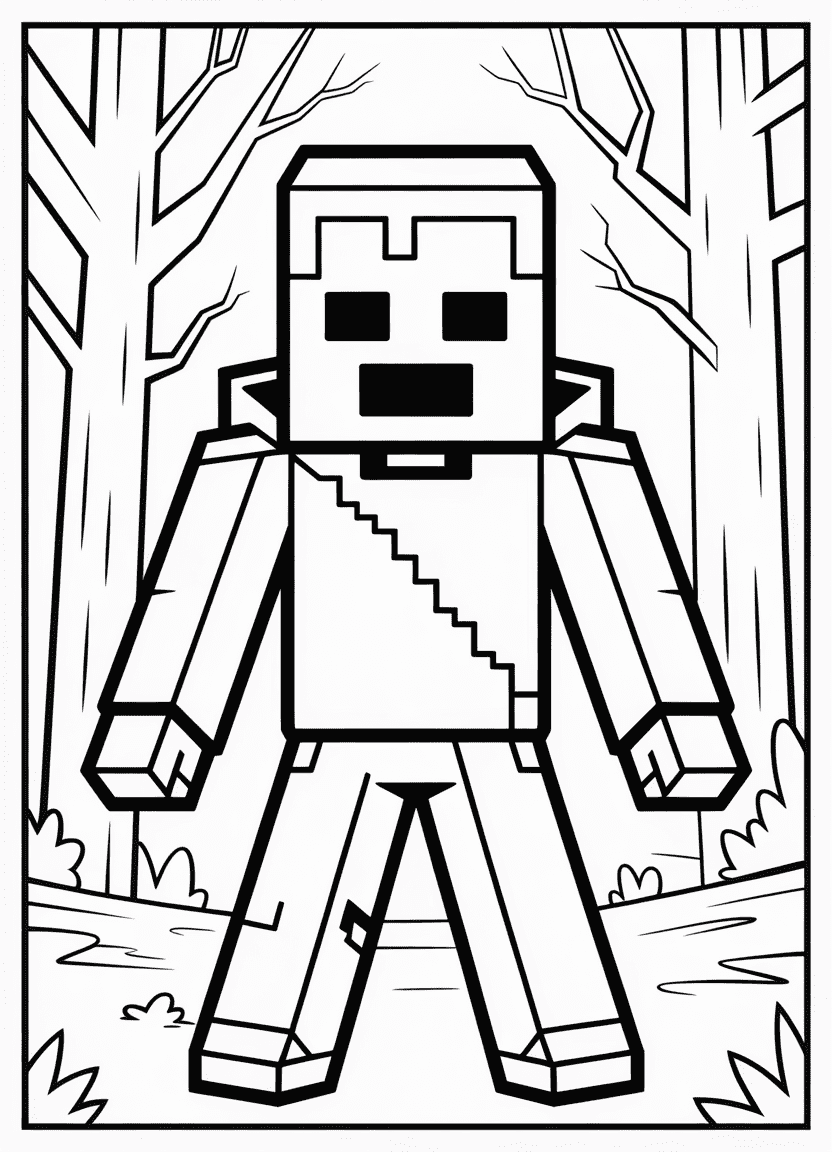 Mysterious Herobrine coloring page