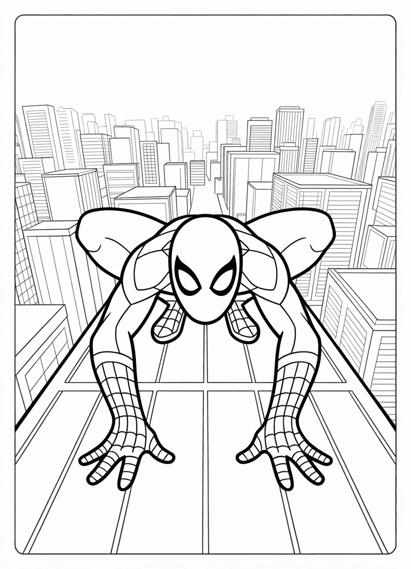 Spider-Man crawling toward viewer on a glass skyscraper