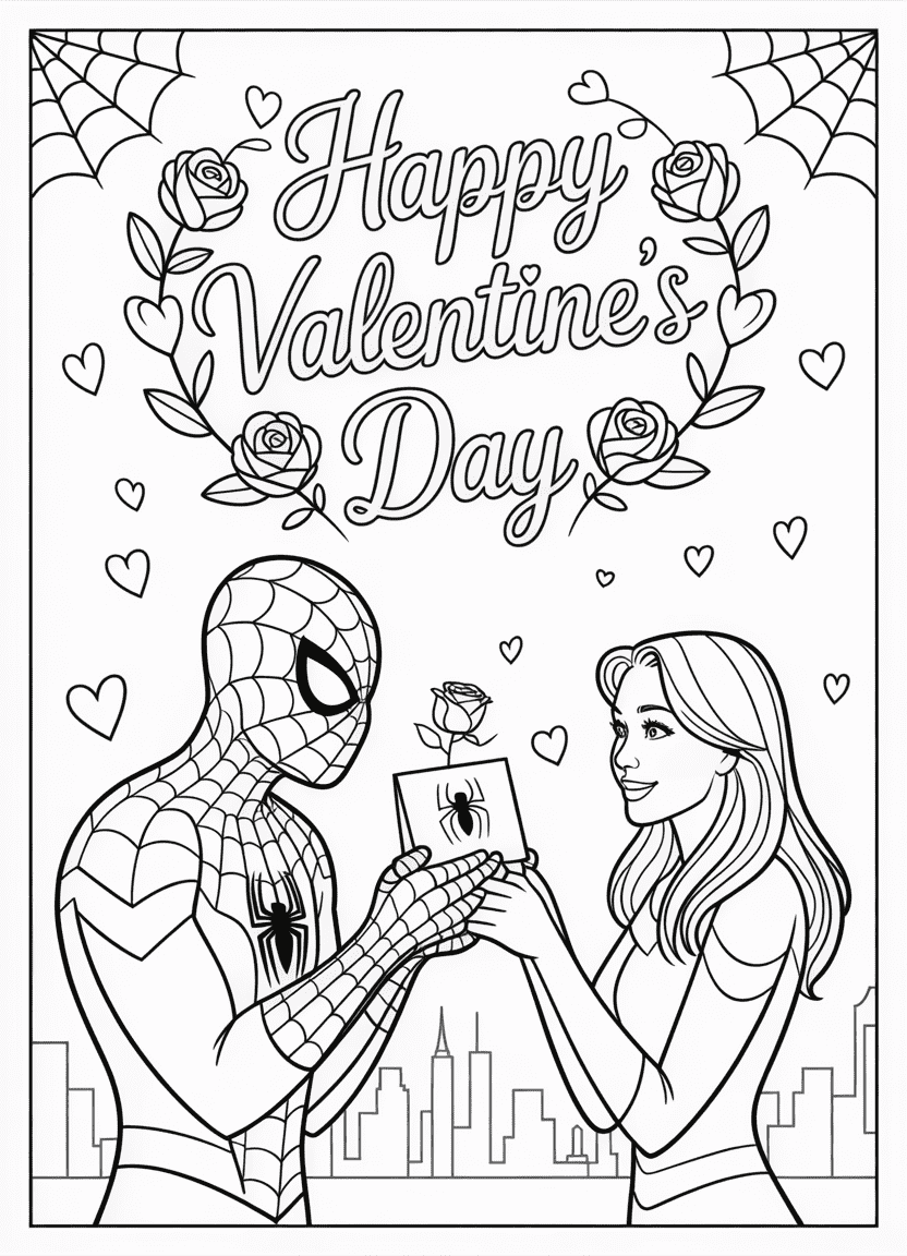Spider-Man giving Mary Jane a Valentine