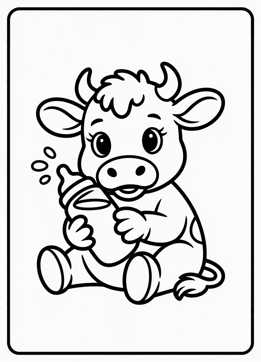 Baby cow drinking milk from a bottle