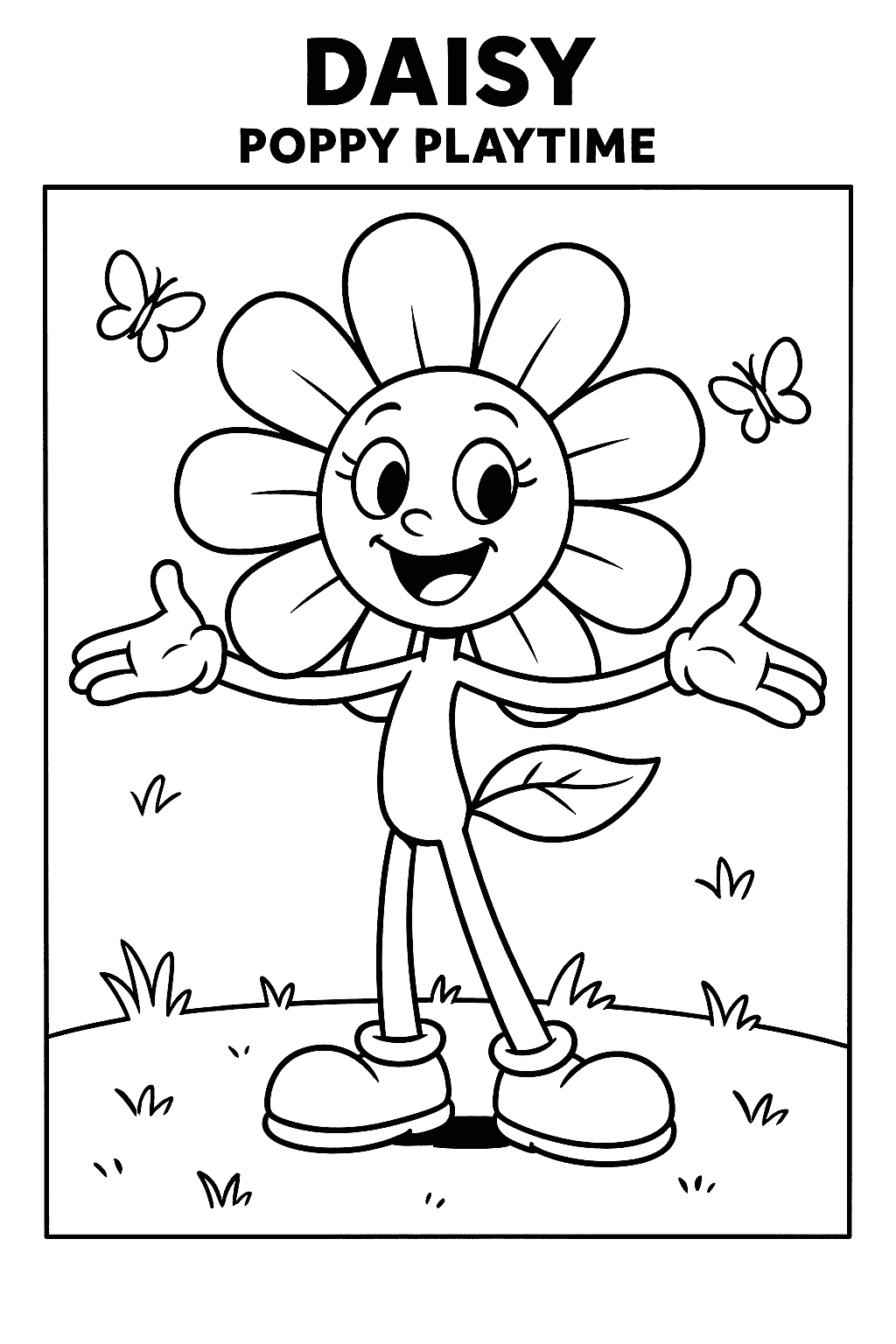 Coloring page of Daisy Flower character smiling