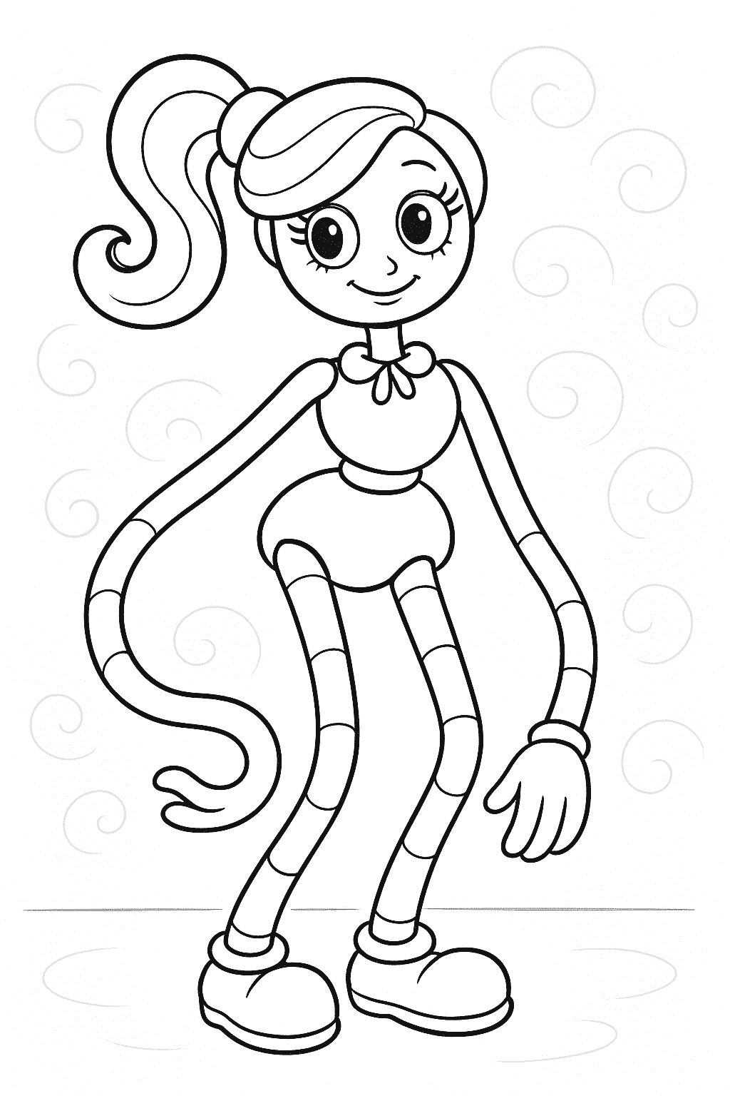Coloring page of Mommy Long Legs standing in a relaxed pose