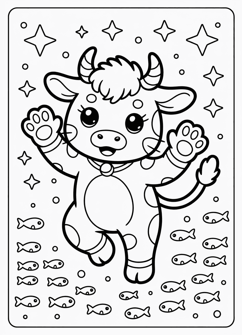 Cow in cat costume doing 'nya~' pose