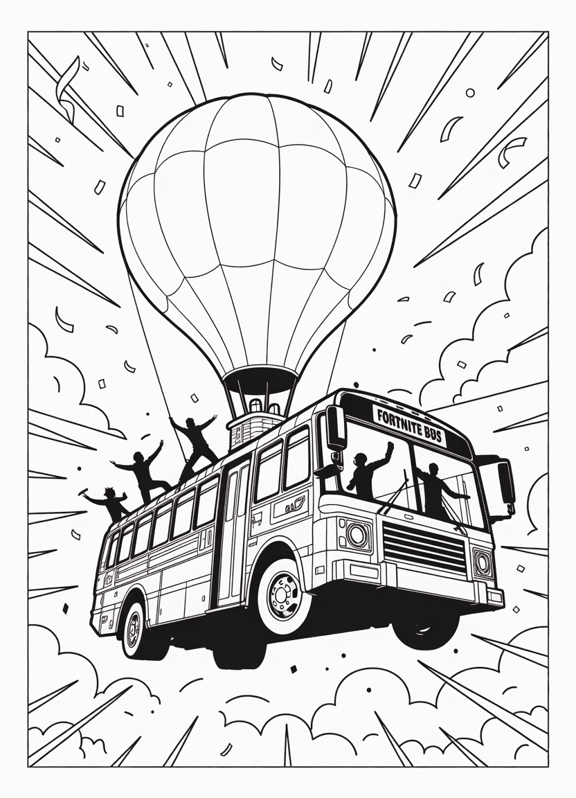 Fortnite Battle Bus coloring page