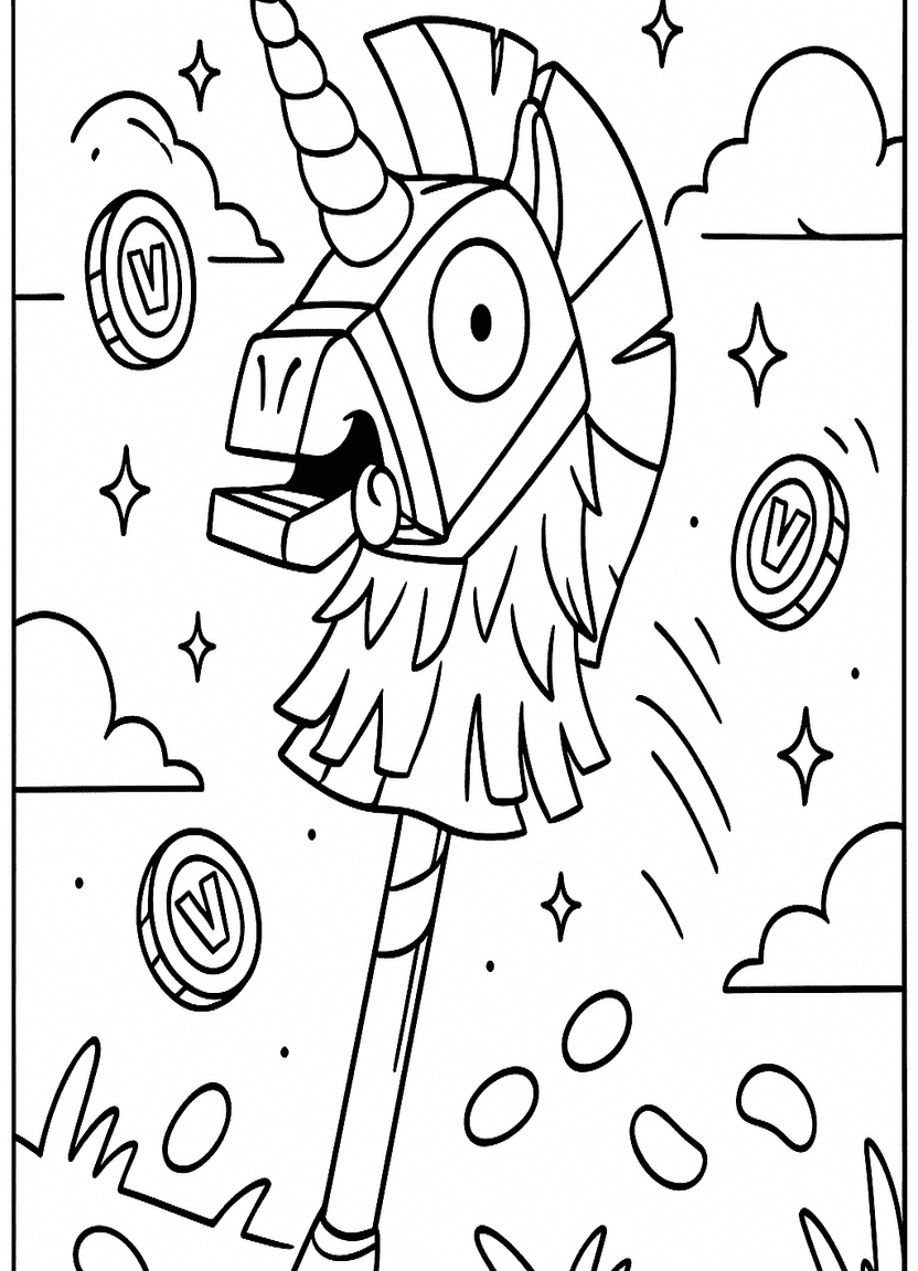 Fortnite Rainbow Smash Pickaxe coloring page