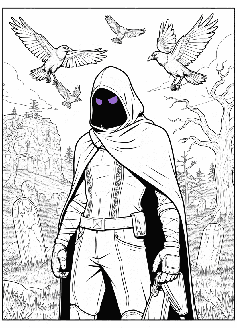 Fortnite Raven character coloring page