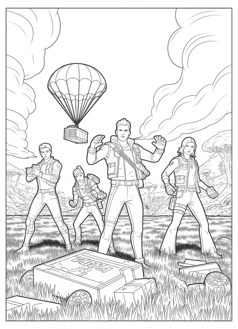 Fortnite squad coloring page