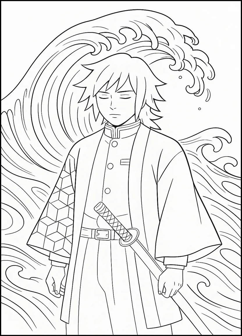 Giyu Tomioka using Water Breathing Eleventh Form Dead Calm