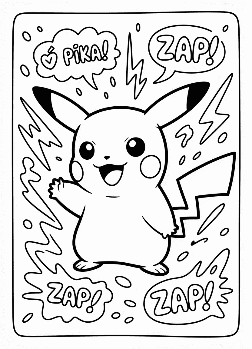 Graffiti-style Pikachu with comic bursts and urban lettering.