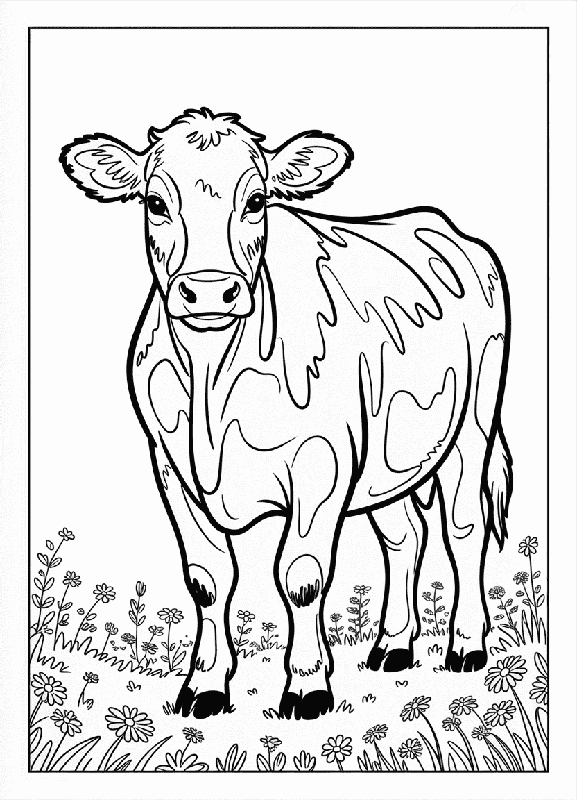 Guernsey cow with red and white patches in meadow