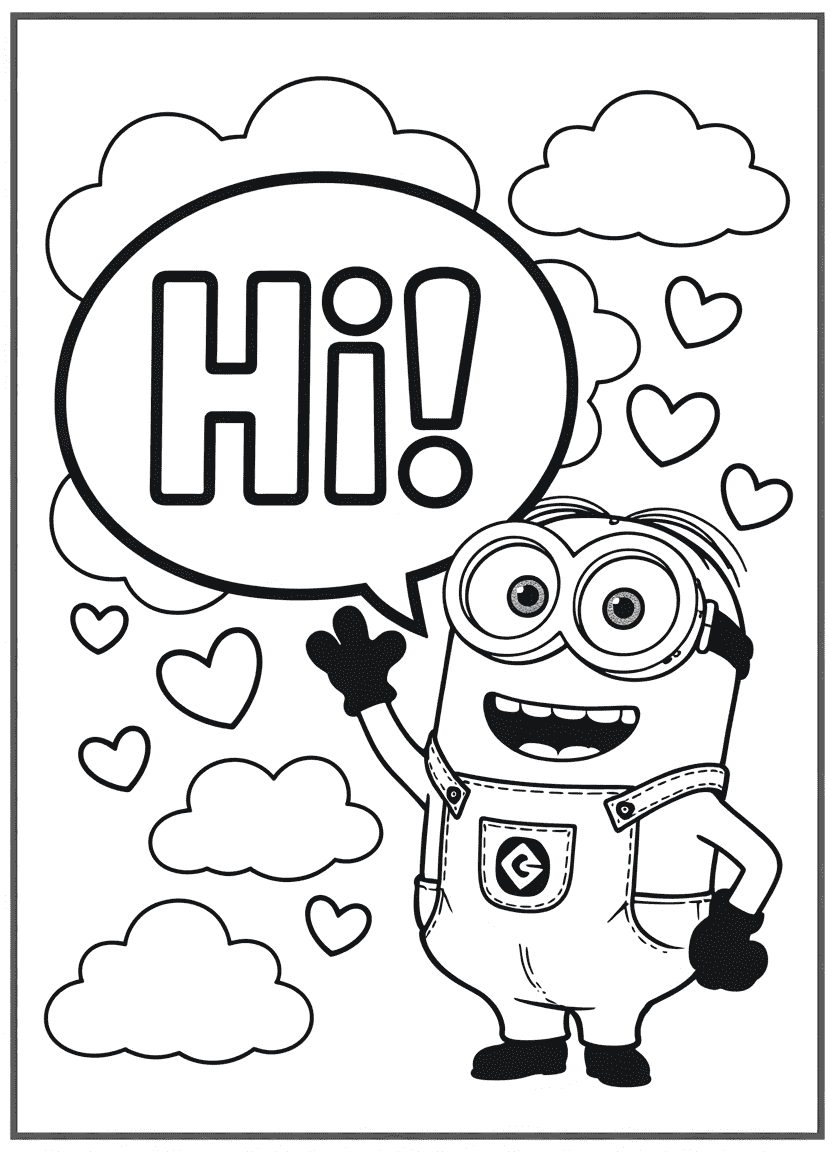 Happy Minion waving with a big smile and friendly pose