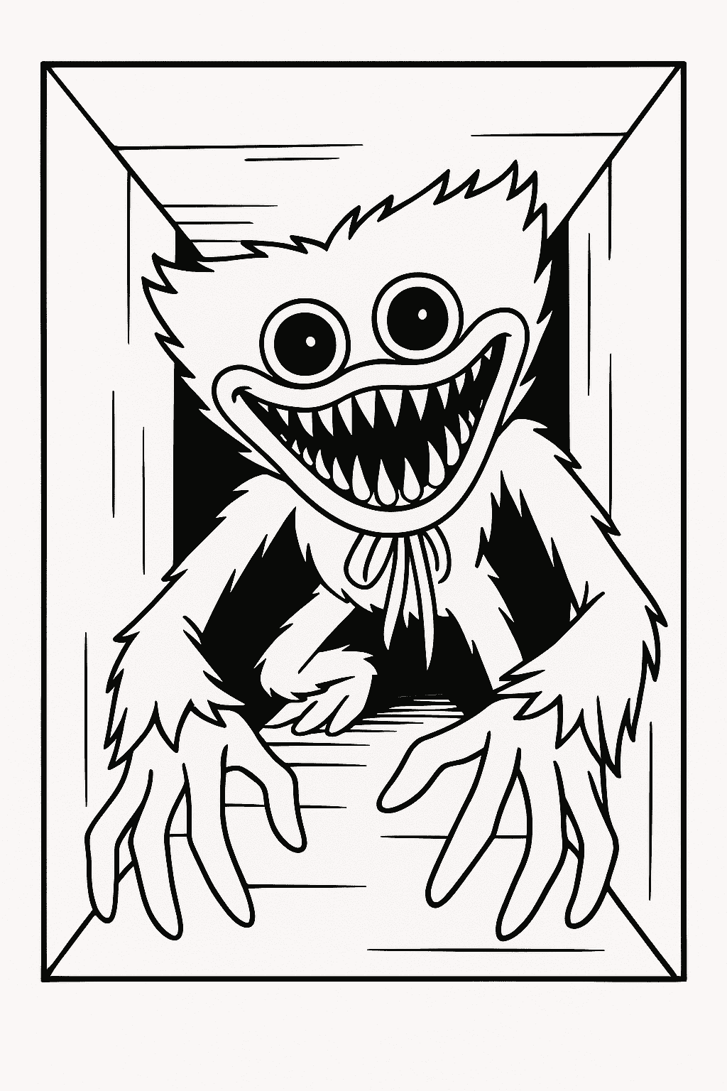 Printable Huggy Wuggy inside a ventilation shaft