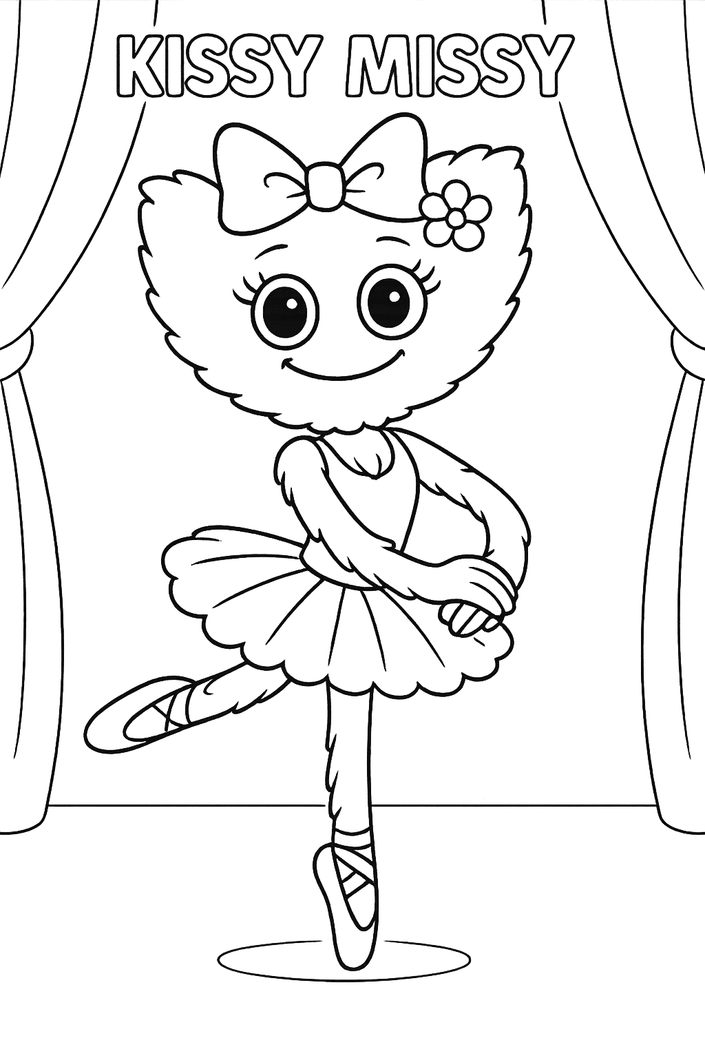Printable coloring page of Kissy Missy as a ballerina