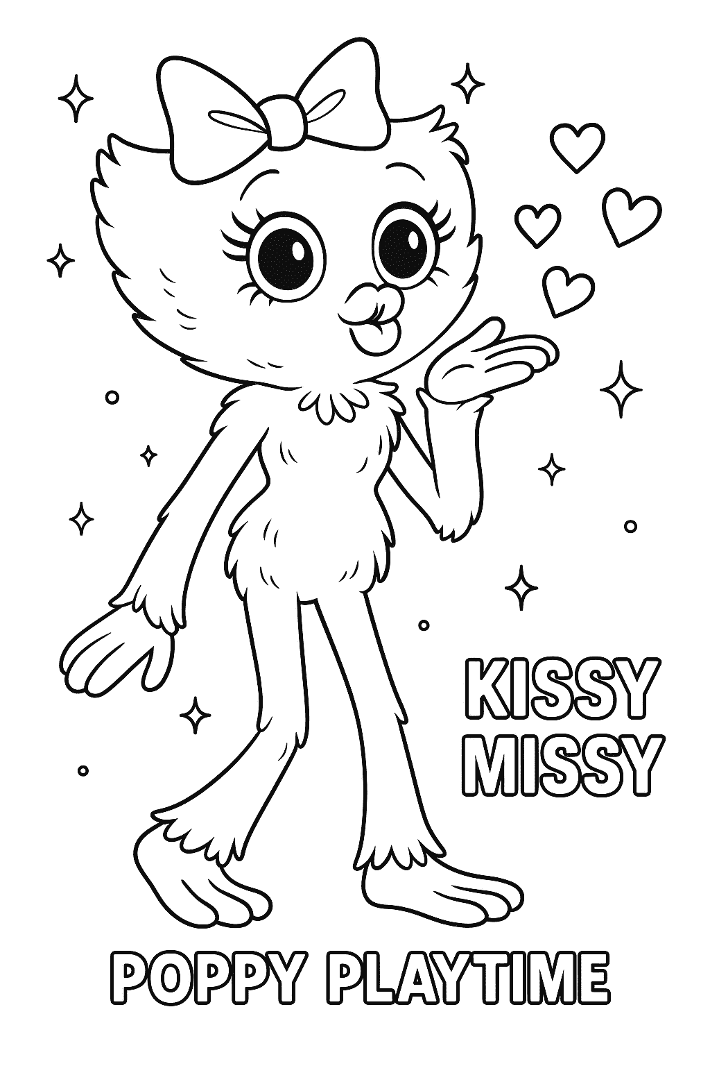 Printable coloring page of Kissy Missy blowing a kiss