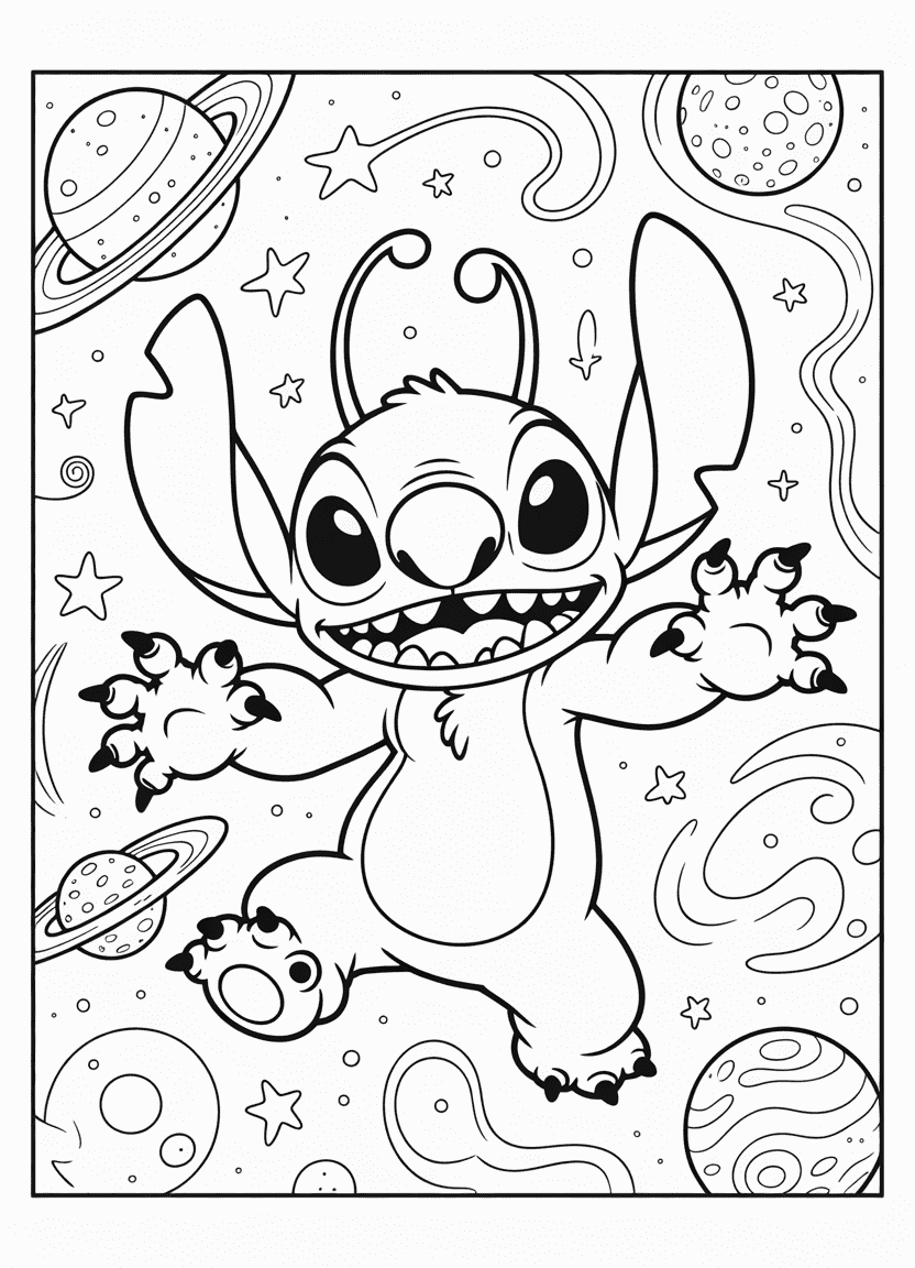 Stitch with antennae and four arms in his alien form