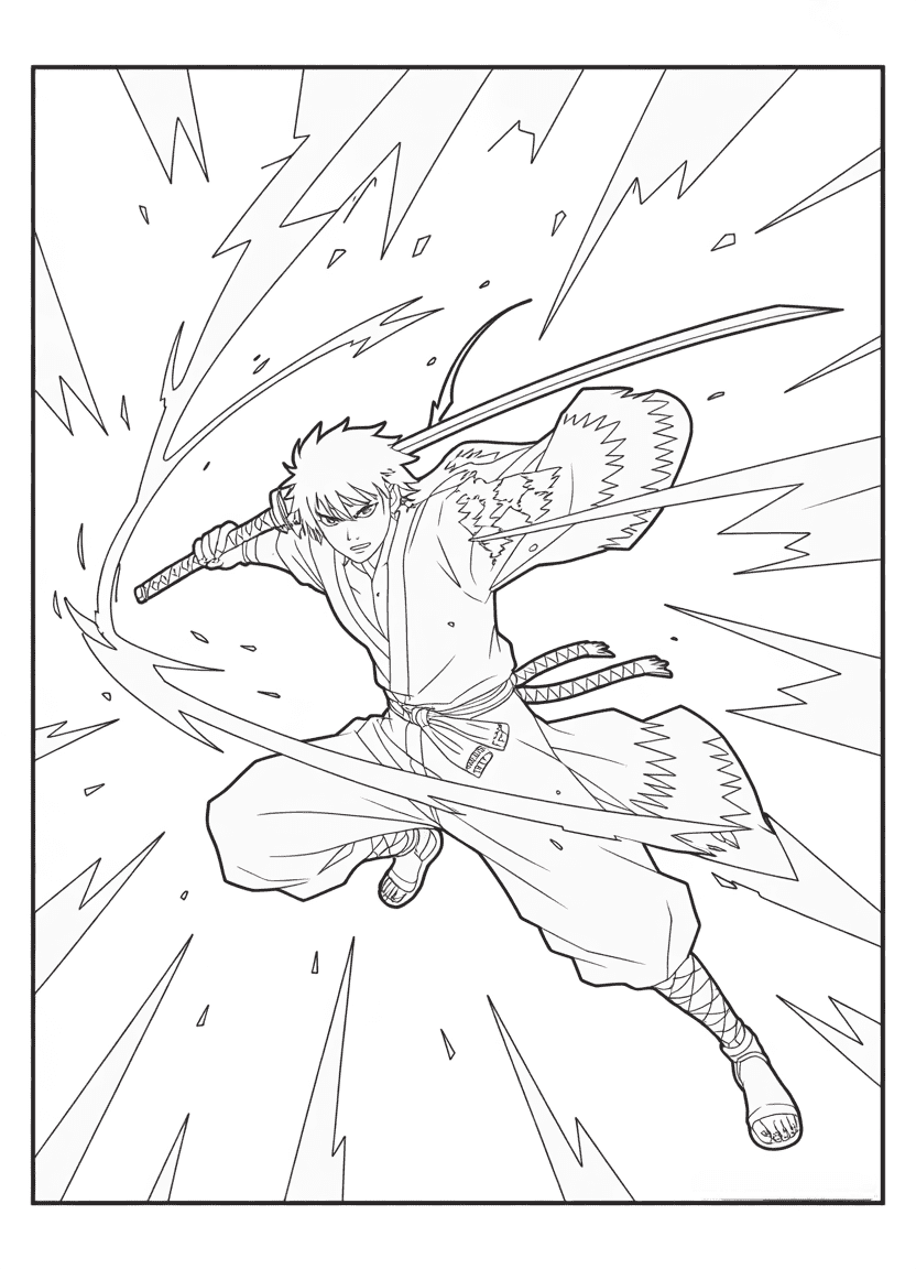 Zenitsu Agatsuma using Thunder Breathing with lightning effects