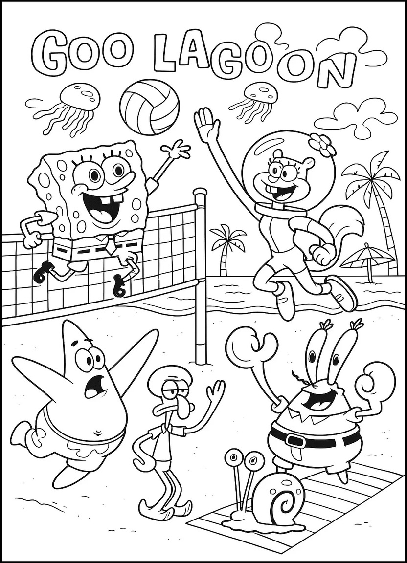 Bikini Bottom beach volleyball game