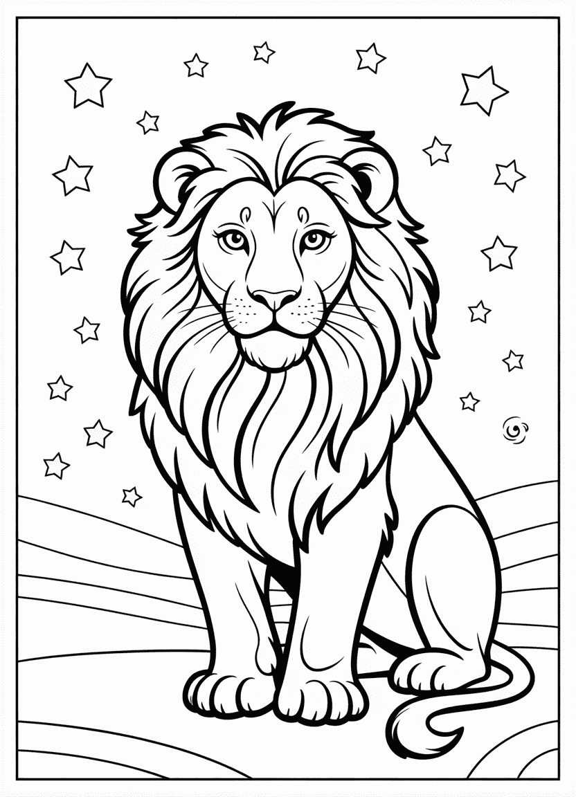 Cartoon-style lion with flowing mane inspired by Aslan