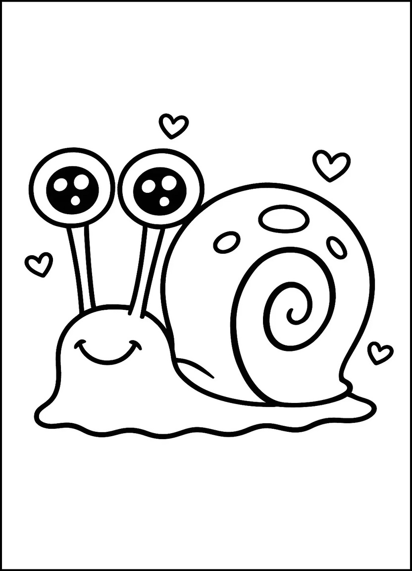 Cute Gary the Snail with big eyes and a smile