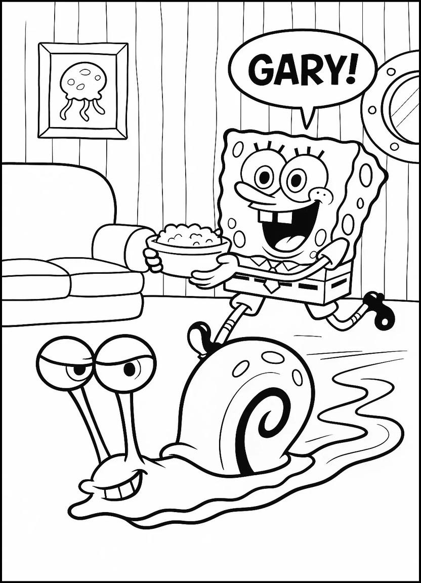 Gary being chased by SpongeBob