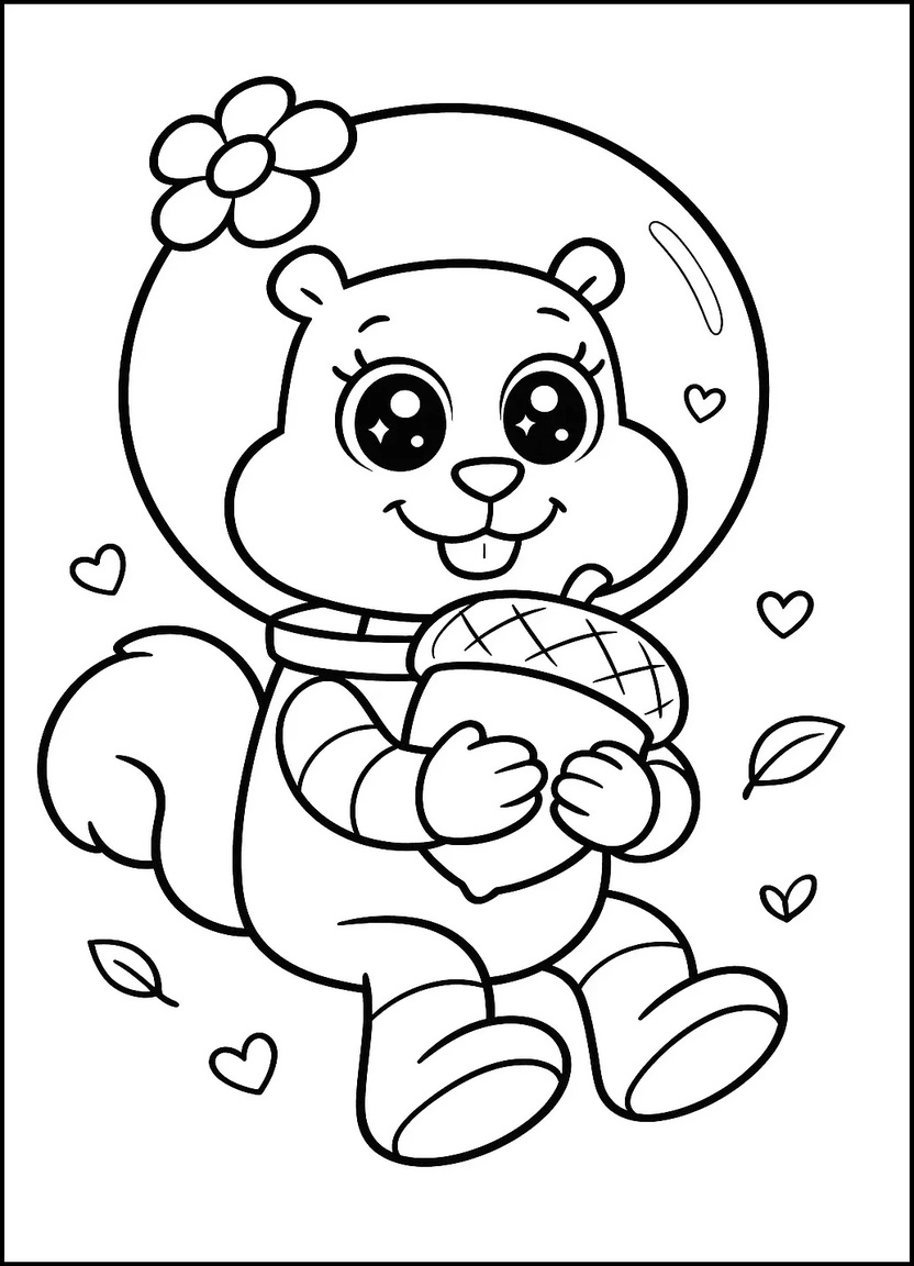 Kawaii Sandy Cheeks holding an acorn