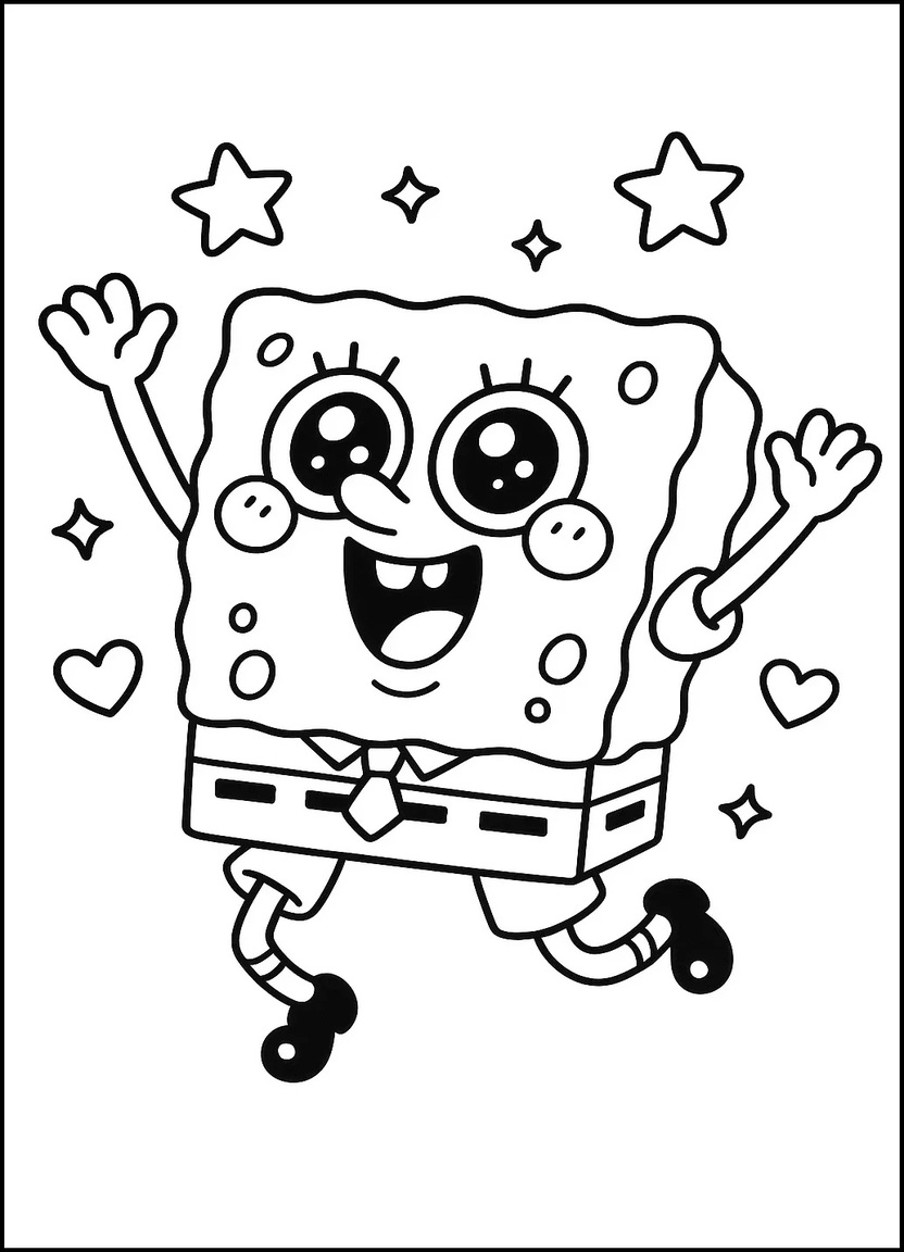 Kawaii SpongeBob jumping joyfully