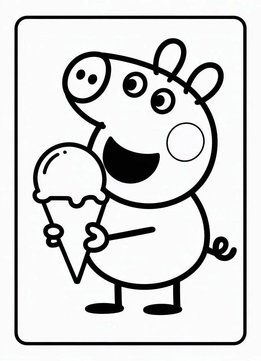 Peppa Pig eating ice cream coloring page