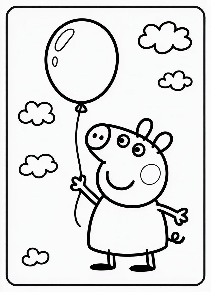 Peppa Pig holding balloon coloring page