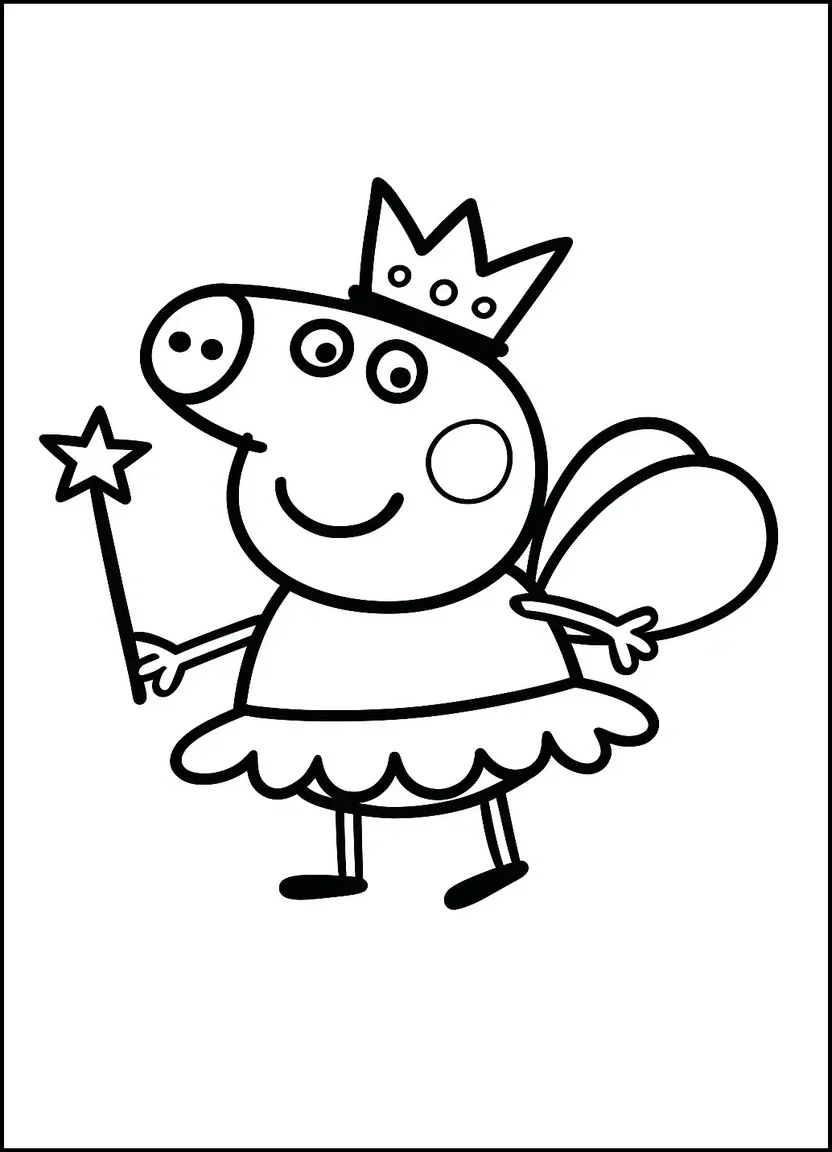 Peppa Pig in fairy costume coloring page
