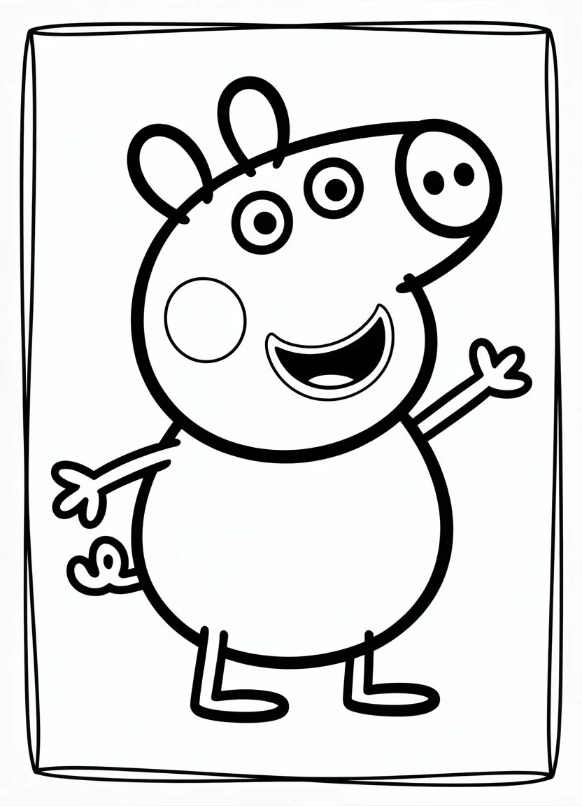 Peppa Pig waving hello coloring page