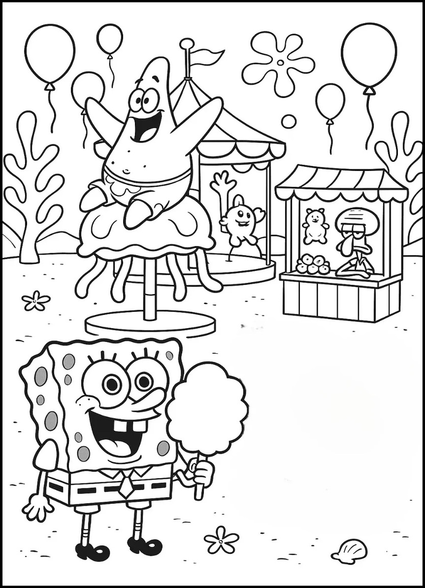 SpongeBob and friends at the Bikini Bottom carnival
